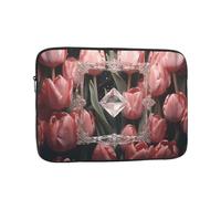 WZYWHJ Crystal and Pink Tulips Printed Shockproof Portable Laptop Sleeve Case 15 inch for Men and Women Business Travel, School, Office Daily Use