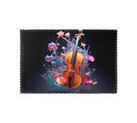 WZYWHJ Crystal Cello Picture Placemats for Dining Table Set of 6 Table mat 12x18 in for Party Kitchen Dining Decoration Washable Easy to Clean