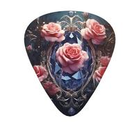 Wzywhj Crystal Pink Rose Pattern Guitar Pick Easy Grip Uke Picks For Your Bass, Ukulele, Acoustic And Electric Guitar,12 Piece