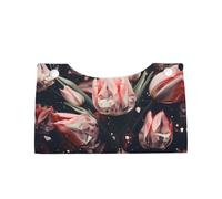 WZYWHJ Crystal Pink Tulips Pattern Decorative storage box with rectangular leather tissue bag and bracket base