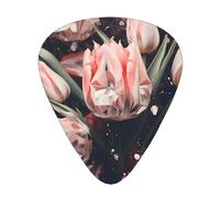 Wzywhj Crystal Pink Tulips Pattern Guitar Pick Easy Grip Uke Picks For Your Bass, Ukulele, Acoustic And Electric Guitar，12 Piece