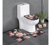 WZYWHJ Crystal Pink Tulips Printed Bathroom mat Sets of 3 Bathroom Floor Mats,Non-Slip, Durable,Does Easy to Clean Suitable for Bathroom and Toilet