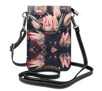 WZYWHJ Crystal Pink Tulips Printing Leather Crossbody Flap Phone Bag - Versatile Gift for Women Walking, Camping, Shopping, and Travel