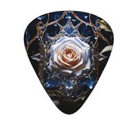 Wzywhj Crystal White Rose Pattern Guitar Pick Easy Grip Uke Picks For Your Bass, Ukulele, Acoustic And Electric Guitar,12 Piece