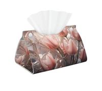 WZYWHJ Crystal White Tulips Pattern Decorative storage box with rectangular leather tissue bag and bracket base