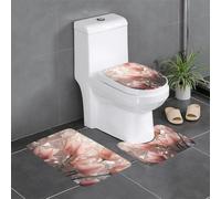 WZYWHJ Crystal White Tulips Printed Bathroom mat Sets of 3 Bathroom Floor Mats,Non-Slip, Durable,Does Easy to Clean Suitable for Bathroom and Toilet
