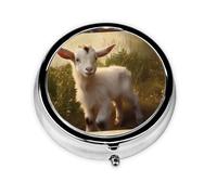 WZYWHJ Cute Baby Goat Pattern Circular Medicine Box Storage, Portable Travel with compartments, mini Pill Dispenser