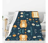 WZYWHJ Cute Bear Pattern Thick flannel blanket 80x60in double-sided flannel vertical soft sofa blanket