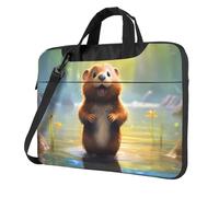 WZYWHJ cute beaver Pattern Laptop Bag - with Soft Interior, Multiple Pockets - Ideal for Men, Travel and Business, Black, 13 inch