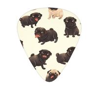 Wzywhj Cute Black Pug Dog Printing Guitar Plectrum Easy Grip Uke Picks Holdingï¼Œ Ukulele, Acoustic And Electric Guitarï¼Œ12 Piece
