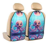 WZYWHJ Cute cartoon octopus Printing Car rear seat anti kick pad 2-piece set multifunctional storage bag seat cover protector