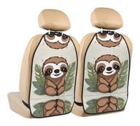WZYWHJ Cute Cartoon Sloth Pattern Car rear seat anti kick pad 2-piece set multifunctional storage bag seat cover protector