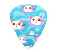Wzywhj Cute Cat With Pink Ears Pattern Guitar Pick Easy Grip Uke Picks For Your Bass, Ukulele, Acoustic And Electric Guitar，12 Piece