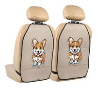 WZYWHJ cute corgi butt Printing Car rear seat anti kick pad 2-piece set multifunctional storage bag seat cover protector