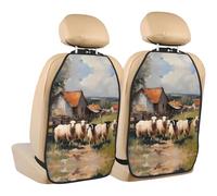 WZYWHJ Cute Farm Animals Printed Car seat Anti Kick Storage pad 2 Pieces, Multi-Functional Storage Bag seat Protector After Installation
