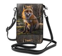 WZYWHJ Cute fox Pattern Leather Crossbody Flap Phone Bag - Versatile Gift for Women Walking, Camping, Shopping, and Travel
