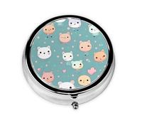 WZYWHJ Cute fox printing Circular medicine box storage, portable travel with compartments, mini pill dispenser