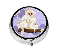 WZYWHJ Cute Golden Monkey Pattern Circular Medicine Box Storage, Portable Travel with compartments, mini Pill Dispenser