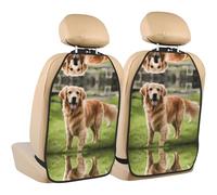 WZYWHJ Cute Golden Retriever Prints Car seat Anti Kick Storage pad 2 Pieces, Multi-Functional Storage Bag seat Protector After Installation