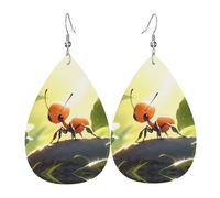 WZYWHJ Cute little ant Picture Ladies' leather earrings, simple water droplet pendant, fashionable holiday gift