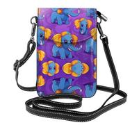 WZYWHJ Cute Little Elephant Printing Leather Crossbody Flap Phone Bag - Versatile Gift for Women Walking, Camping, Shopping, and Travel