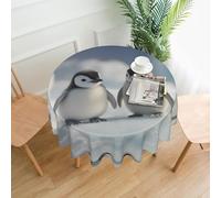 WZYWHJ Cute Little Penguin Pattern Round Decorative Tablecloth 60 in can be Washed and reused for Round Dining Table