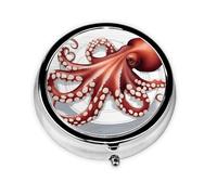 WZYWHJ cute octopus printing Circular medicine box storage, portable travel with compartments, mini pill dispenser