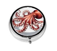 WZYWHJ Cute Octopus Printing Circular Medicine Box Storage, Portable Travel with compartments, mini Pill Dispenser