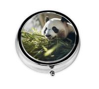 WZYWHJ Cute Panda Eating Bamboo Printing Circular Medicine Box Storage, Portable Travel with compartments, mini Pill Dispenser
