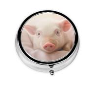 WZYWHJ Cute pet Pig Printing Circular Medicine Box Storage, Portable Travel with compartments, mini Pill Dispenser