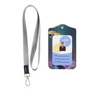 Wzywhj Dali'S Melting Tiger Printing Work Badge Protective Sheath, Leather Identification Card Cover with Detachable Hanging Rope Set