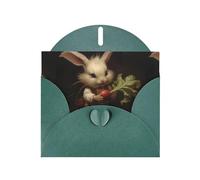 WZYWHJ Dark Green Holiday Greeting Card 6x4 in with Envelope for Christmas, Birthday, Valentine's Day, Party Invitation The little rabbit pulls the radish Printed