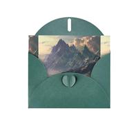 WZYWHJ Dark Green Holiday Greeting Card 6x4 in with Envelope for Christmas, Birthday, Valentine's Day, Party Invitation Vast mountains and seas Printed