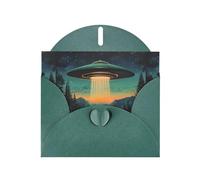 WZYWHJ Dark Green Holiday Greeting Card 6x4 in with Envelope for Christmas, Birthday, Valentine's Day, Party Invitation Wonderful UFO Printed