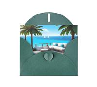WZYWHJ Dark Green Holiday Greeting Card 6x4 in with Envelope for Christmas, Birthday, Valentine's Day, Party Invitation Love Island on the S Picture