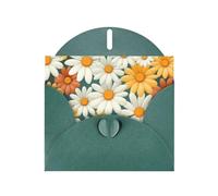 WZYWHJ Dark Green Holiday Greeting Card 6x4 in with Envelope for Christmas, Birthday, Valentine's Day, Party Invitation Colorful daisies Picture