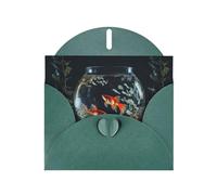 WZYWHJ Dark Green Holiday Greeting Card 6x4 in with Envelope for Christmas, Birthday, Valentine's Day, Party Invitation Small fish in the fish tank Printed