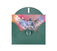 WZYWHJ Dark Green Holiday Greeting Card 6x4 in with Envelope for Christmas, Birthday, Valentine's Day, Party Invitation Bird in flight Printed