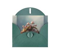 WZYWHJ Dark Green Holiday Greeting Card 6x4 in with Envelope for Christmas, Birthday, Valentine's Day, Party Invitation Small mushrooms on the soil Printed