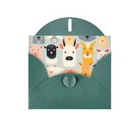 WZYWHJ Dark Green Holiday Greeting Card 6x4 in with Envelope for Christmas, Birthday, Valentine's Day, Party Invitation children's animation Pattern