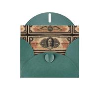 WZYWHJ Dark Green Holiday Greeting Card 6x4 in with Envelope for Christmas, Birthday, Valentine's Day, Party Invitation Vintage pattern on banknotes Printed
