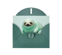 WZYWHJ Dark Green Holiday Greeting Card 6x4 in with Envelope for Christmas, Birthday, Valentine's Day, Party Invitation animal sloth mint green Pattern