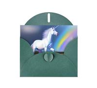 WZYWHJ Dark Green Holiday Greeting Card 6x4 in with Envelope for Christmas, Birthday, Valentine's Day, Party Invitation Unicorn Printing