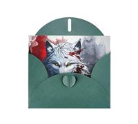 WZYWHJ Dark Green Holiday Greeting Card 6x4 in with Envelope for Christmas, Birthday, Valentine's Day, Party Invitation A wolf's head dripping blood Pattern