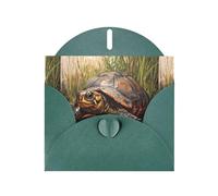 WZYWHJ Dark Green Holiday Greeting Card 6x4 in with Envelope for Christmas, Birthday, Valentine's Day, Party Invitation The turtle crawling into the swamp Printed