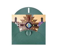 WZYWHJ Dark Green Holiday Greeting Card 6x4 in with Envelope for Christmas, Birthday, Valentine's Day, Party Invitation Aboriginal People Graphics Pattern