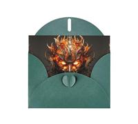 WZYWHJ Dark Green Holiday Greeting Card 6x4 in with Envelope for Christmas, Birthday, Valentine's Day, Party Invitation The mask of burning flames Printed