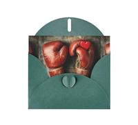 WZYWHJ Dark Green Holiday Greeting Card 6x4 in with Envelope for Christmas, Birthday, Valentine's Day, Party Invitation Love boxing gloves Picture
