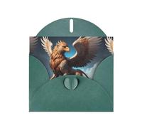 WZYWHJ Dark Green Holiday Greeting Card 6x4 in with Envelope for Christmas, Birthday, Valentine's Day, Party Invitation Griffin Prints