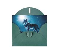 WZYWHJ Dark Green Holiday Greeting Card 6x4 in with Envelope for Christmas, Birthday, Valentine's Day, Party Invitation Wolf on snowy mountain Printing